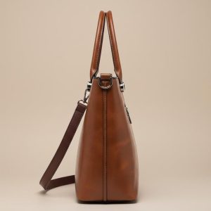 Women’s Vintage Style Leather Work Tote – Large Capacity Shoulder Crossbody Bag B009