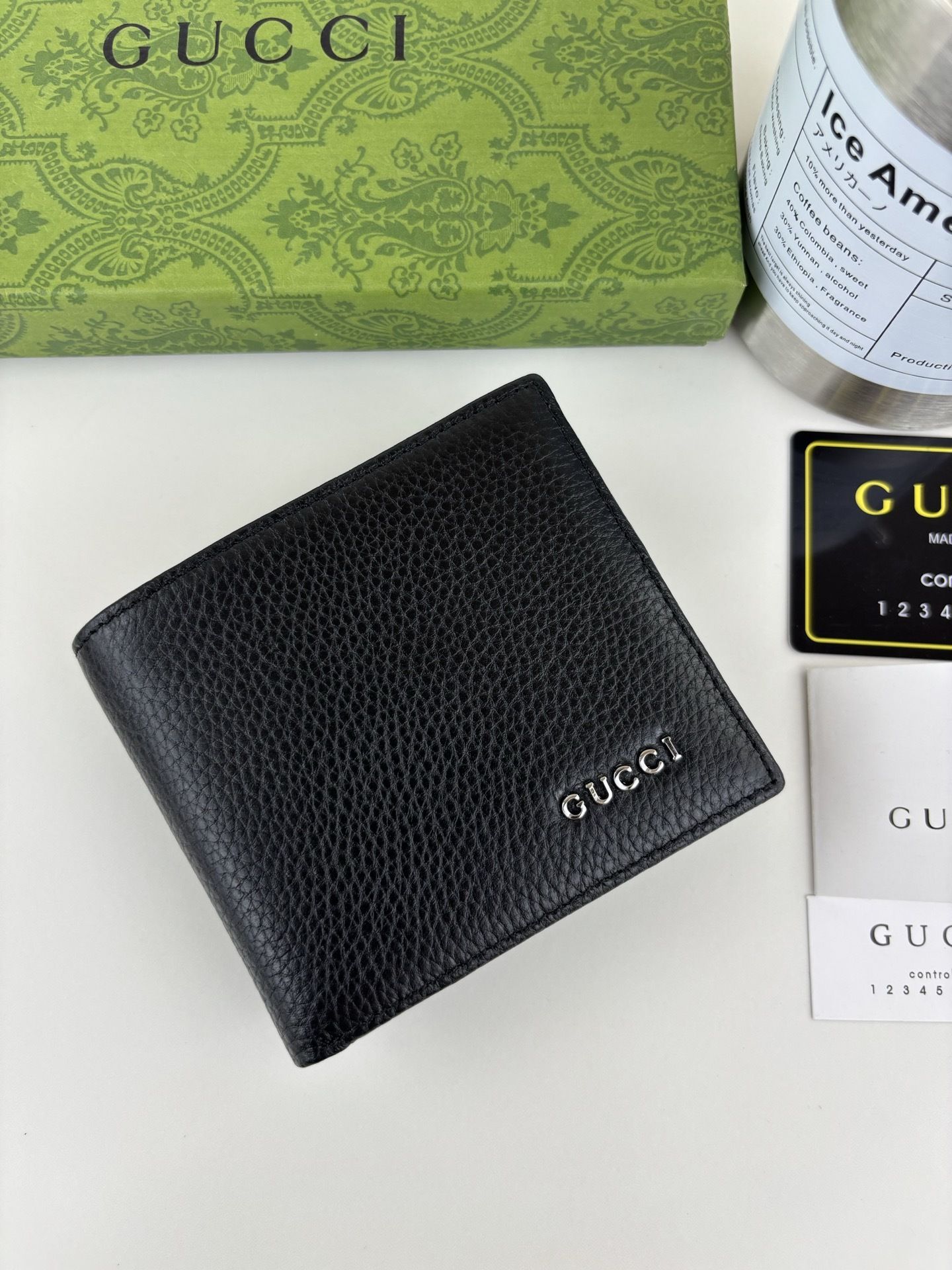 GG Black Leather Bi-Fold Wallet 365464 QA
