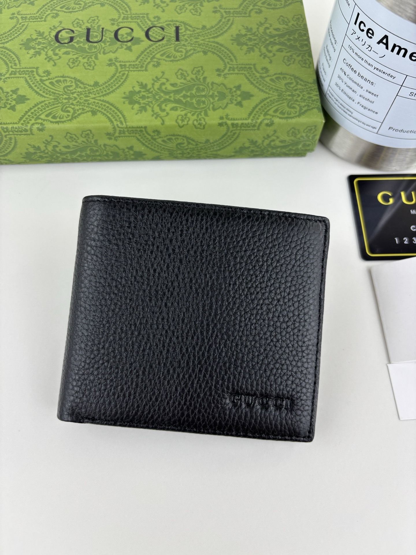 GG Black Leather Bi-Fold Wallet 365464 QA