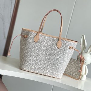 LV Neverfull MM Tote Bag in Light Grey Monogram KK04550
