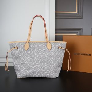 LV Neverfull MM Monogram Bag in Grey