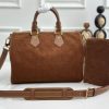 LV Speedy Bandoulière 30 Brown Monogram Suede Bag