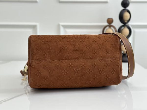 LV Speedy Bandoulière 30 Brown Monogram Suede Bag