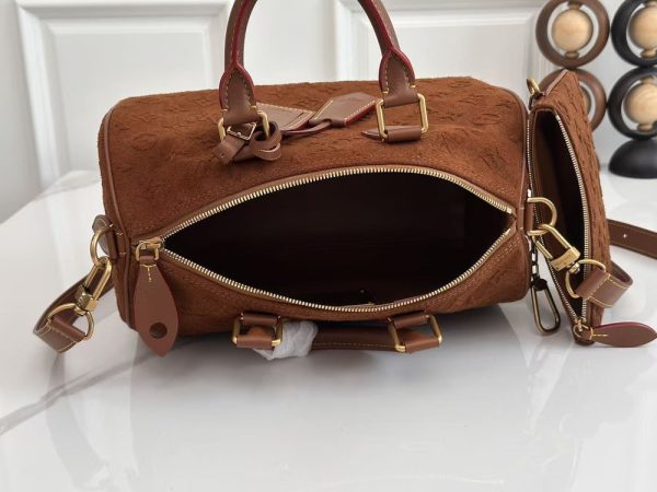 LV Speedy Bandoulière 30 Brown Monogram Suede Bag