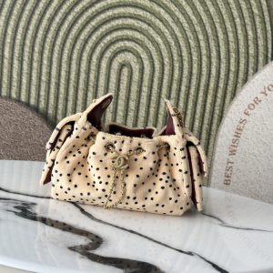 CN 25 Mini Pony Hair Polka Dot Cream Bag BC