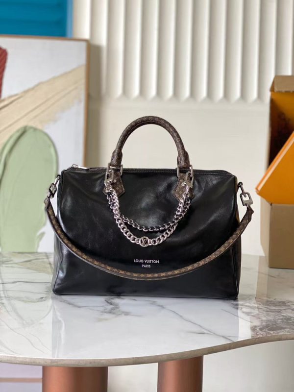 LV Speedy Soft 30 Black Leather Bag