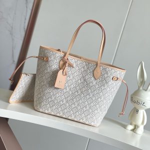 LV Neverfull MM Tote Bag in Light Grey Monogram KK04550