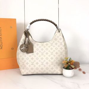 LV Carmel Mahina Hobo Cream Bag