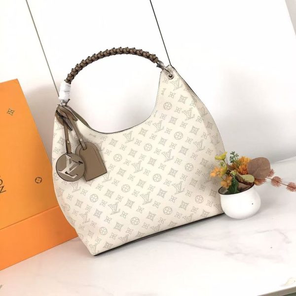 LV Carmel Mahina Hobo Cream Bag