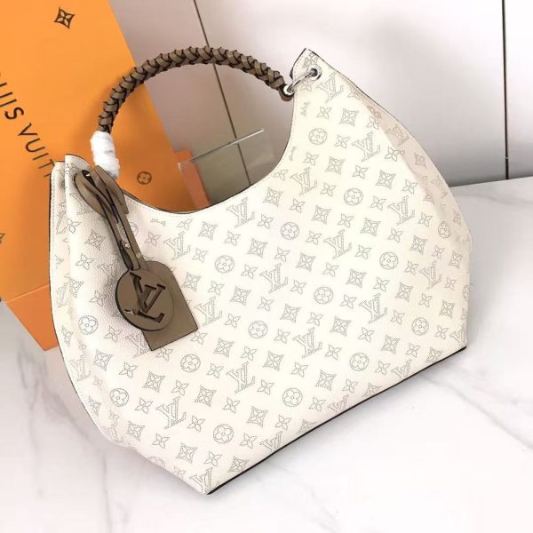LV Carmel Mahina Hobo Cream Bag