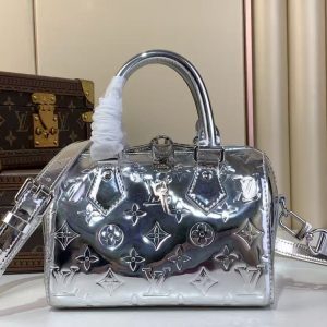 LV Monogram Miroir Speedy Bandoulière 20 Silver Bag