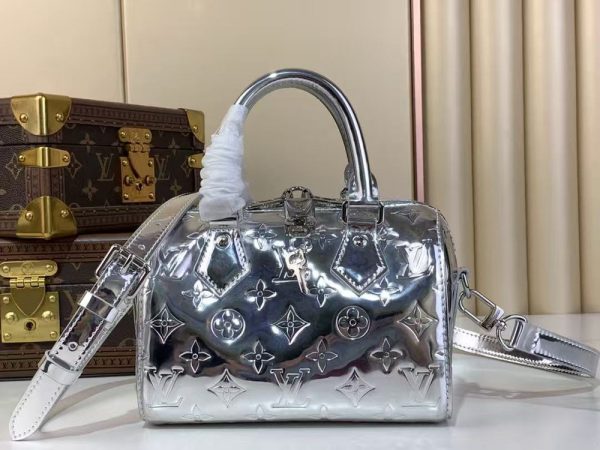LV Monogram Miroir Speedy Bandoulière 20 Silver Bag