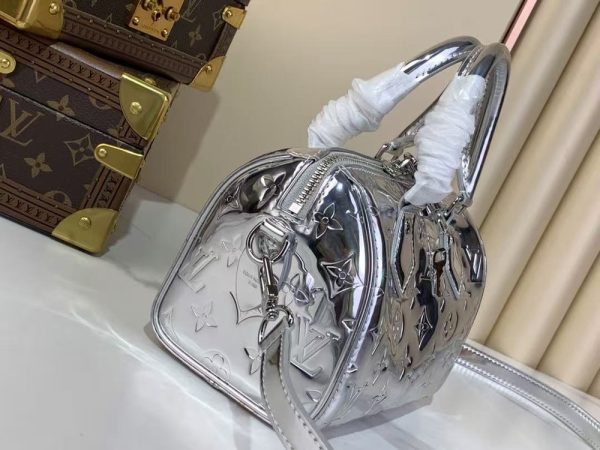 LV Monogram Miroir Speedy Bandoulière 20 Silver Bag