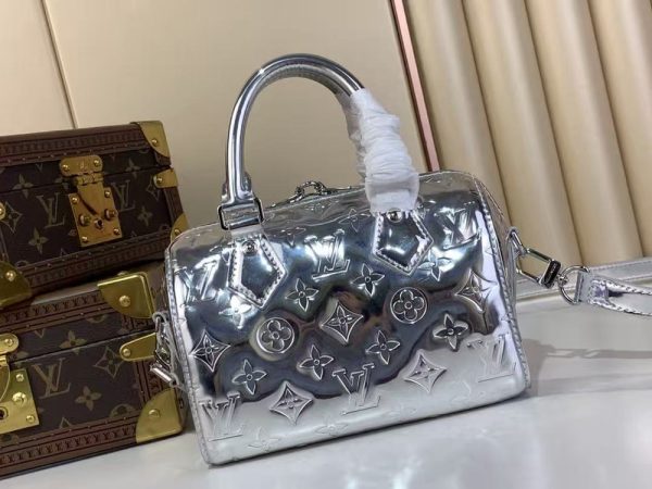LV Monogram Miroir Speedy Bandoulière 20 Silver Bag