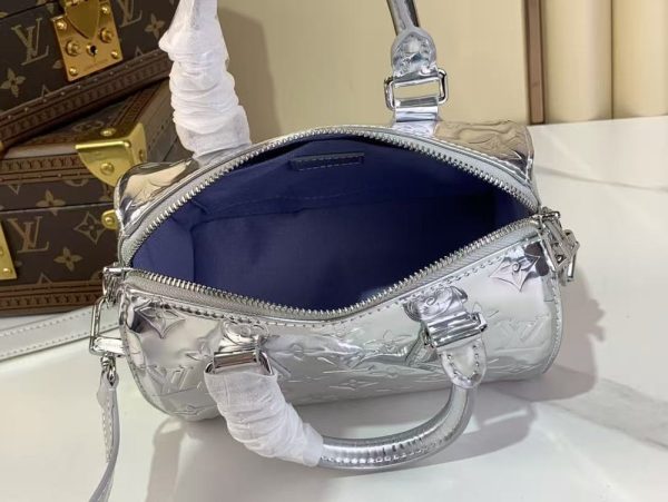 LV Monogram Miroir Speedy Bandoulière 20 Silver Bag
