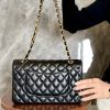 CN Classic Medium Double Flap Black Caviar Bag