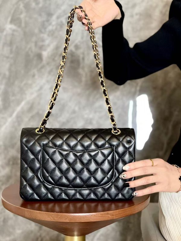 CN Classic Medium Double Flap Black Caviar Bag
