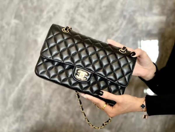 CN Classic Medium Double Flap Black Caviar Bag