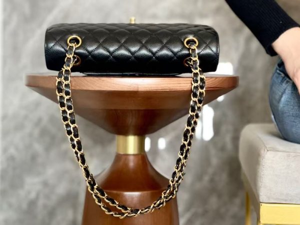 CN Classic Medium Double Flap Black Caviar Bag