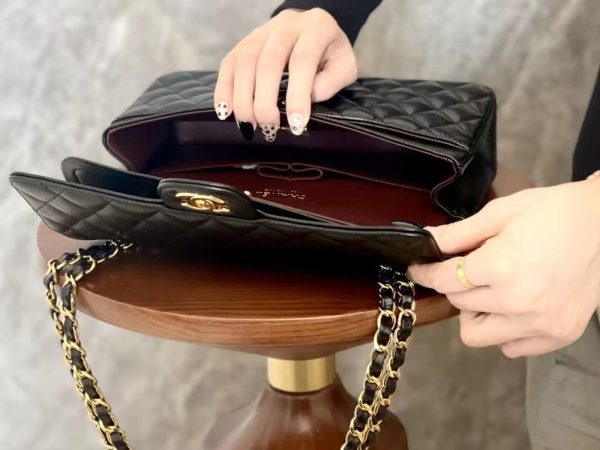 CN Classic Medium Double Flap Black Caviar Bag