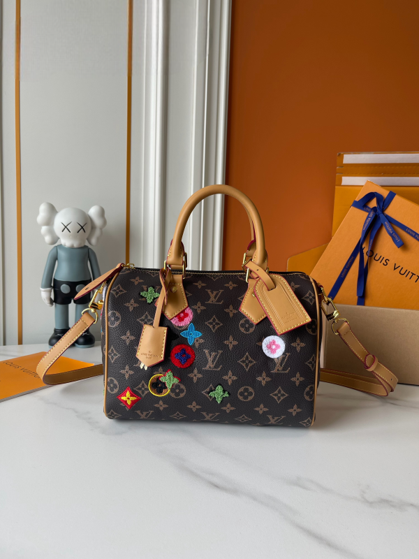 LV Speedy Bandoulière Monogram Patch Embroidery Bag M13282-M15241 BC LV Speedy Bandoulière Monogram Patch Embroidery Bag M13282-M15241 BC