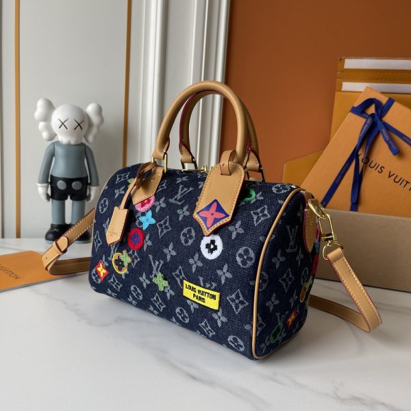 LV Speedy Bandoulière Monogram Denim Patchwork Bag M13282-M15241 BC LV Speedy Bandoulière Monogram Denim Patchwork Bag M13282-M15241 BC