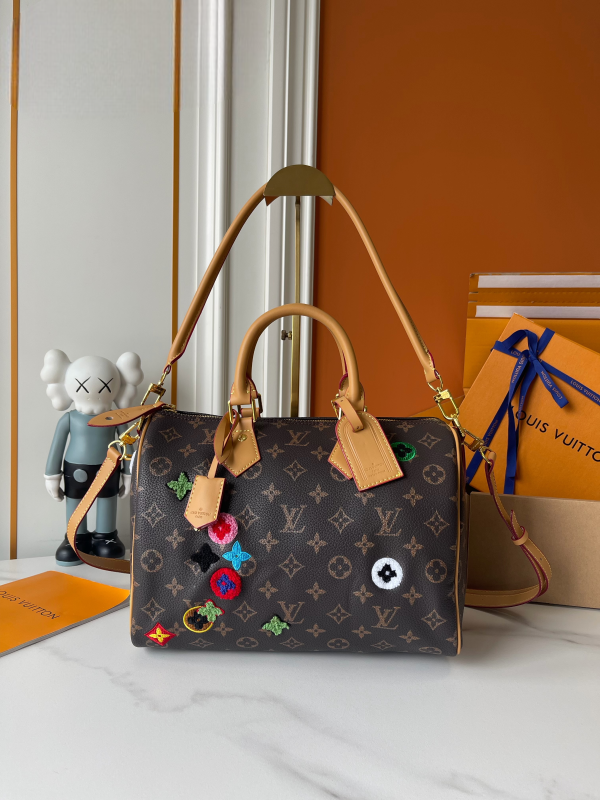 LV Speedy Bandoulière Monogram Patch Embroidery Bag M13282-M15241 BC LV Speedy Bandoulière Monogram Patch Embroidery Bag M13282-M15241 BC