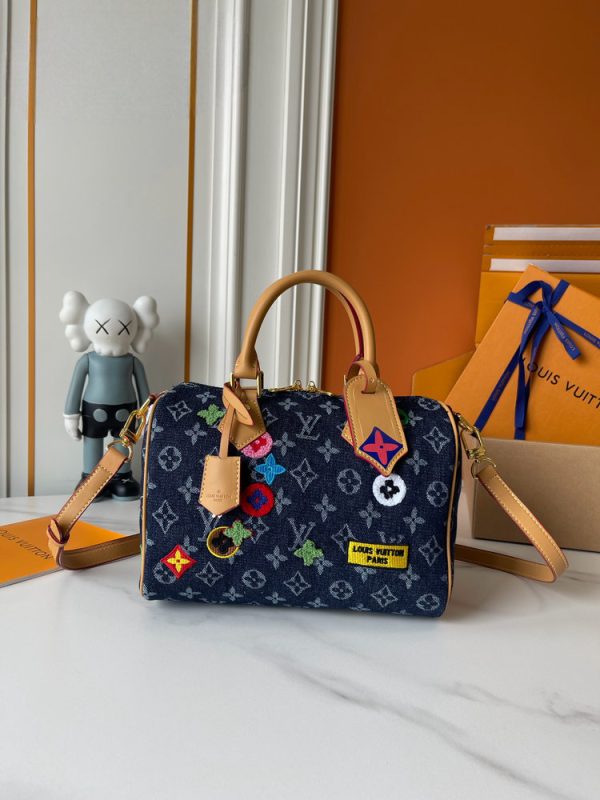 LV Speedy Bandoulière Monogram Denim Patchwork Bag M13282-M15241 BC LV Speedy Bandoulière Monogram Denim Patchwork Bag M13282-M15241 BC