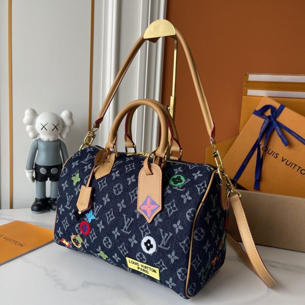 LV Speedy Bandoulière Monogram Denim Patchwork Bag M13282-M15241 BC LV Speedy Bandoulière Monogram Denim Patchwork Bag M13282-M15241 BC