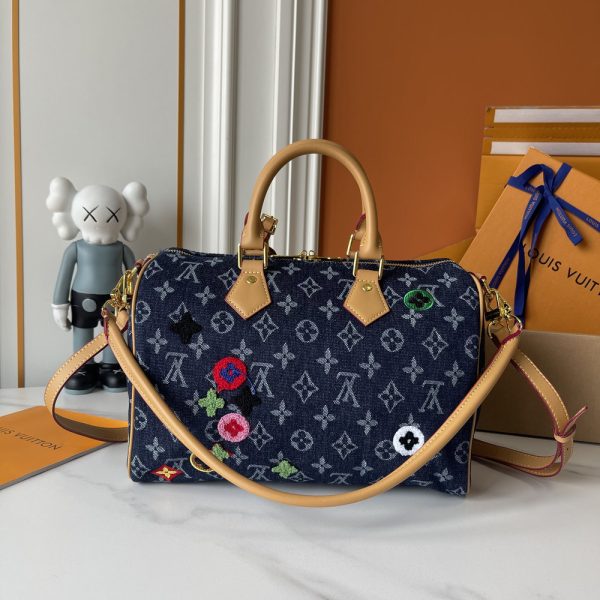 LV Speedy Bandoulière Monogram Denim Patchwork Bag M13282-M15241 BC LV Speedy Bandoulière Monogram Denim Patchwork Bag M13282-M15241 BC