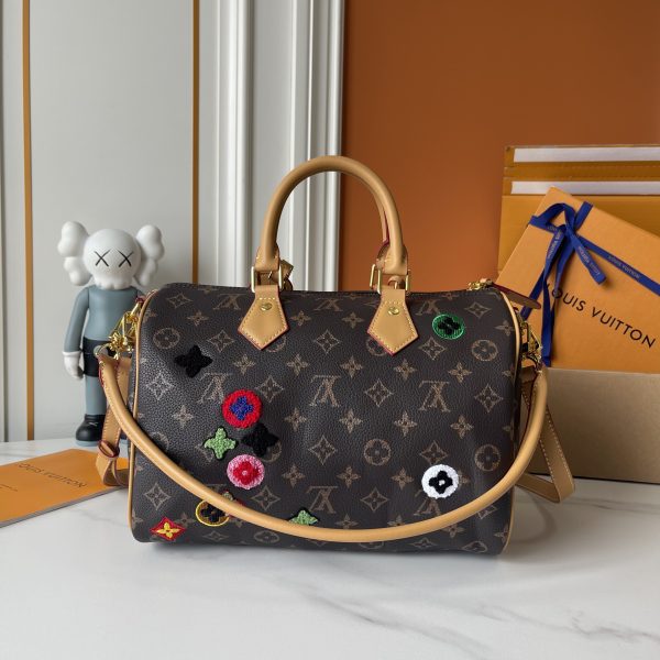 LV Speedy Bandoulière Monogram Patch Embroidery Bag M13282-M15241 BC LV Speedy Bandoulière Monogram Patch Embroidery Bag M13282-M15241 BC