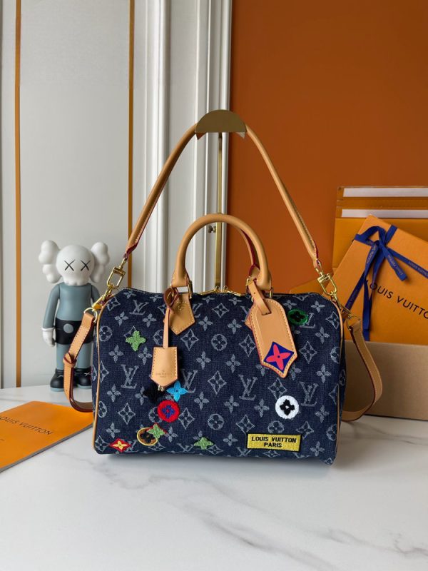 LV Speedy Bandoulière Monogram Denim Patchwork Bag M13282-M15241 BC LV Speedy Bandoulière Monogram Denim Patchwork Bag M13282-M15241 BC