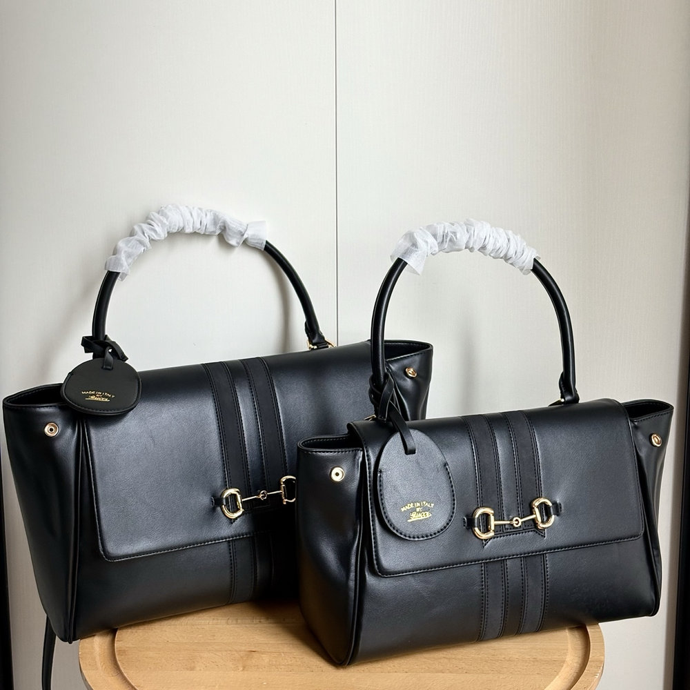 GG Paparazzo Top Handle Bag in Black Leather 875018 BC