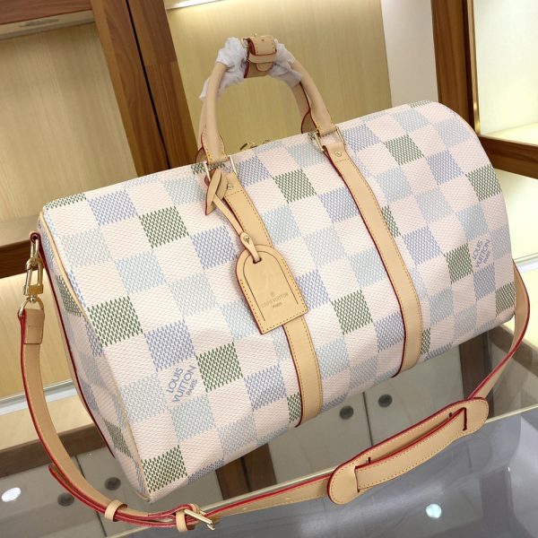 LV Keepall Bandoulière 50 Damier White Bag M40667-M41416 BC