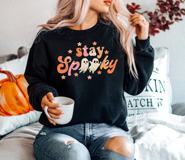 Halloween Style Ideas: Jewelry, Bags, Shoes & Apparel at Chic 11 Stay Spooky T shirt Spooky Vibe Shirt Halloween T s