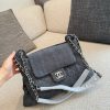CN Large Flap Bag Quilted Tweed C2301750