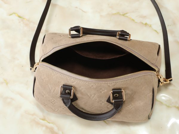 LV Speedy Bandoulière Beige Suede Bag M40391-M40390 BC