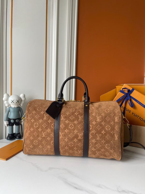 LV Keepall Bandoulière 45 Monogram Suede Bag M29677 BC