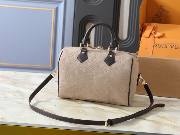 LV Speedy Bandoulière Beige Suede Bag M40391-M40390 BC
