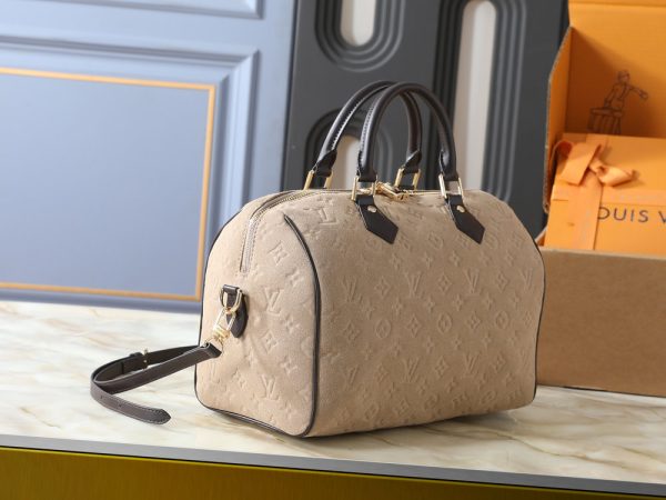 LV Speedy Bandoulière Beige Suede Bag M40391-M40390 BC