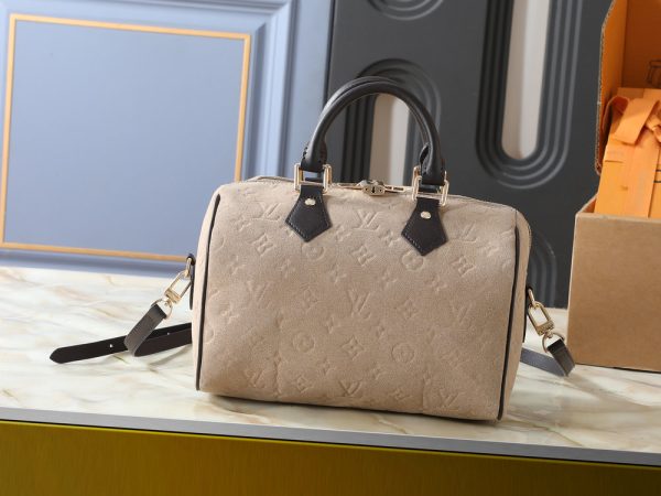 LV Speedy Bandoulière Beige Suede Bag M40391-M40390 BC