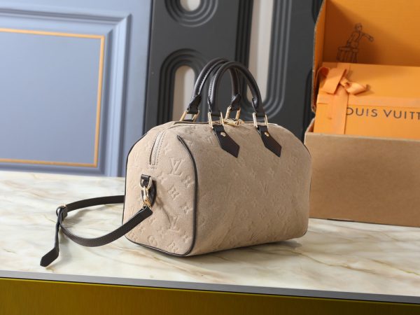 LV Speedy Bandoulière Beige Suede Bag M40391-M40390 BC
