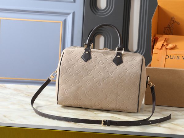 LV Speedy Bandoulière Beige Suede Bag M40391-M40390 BC